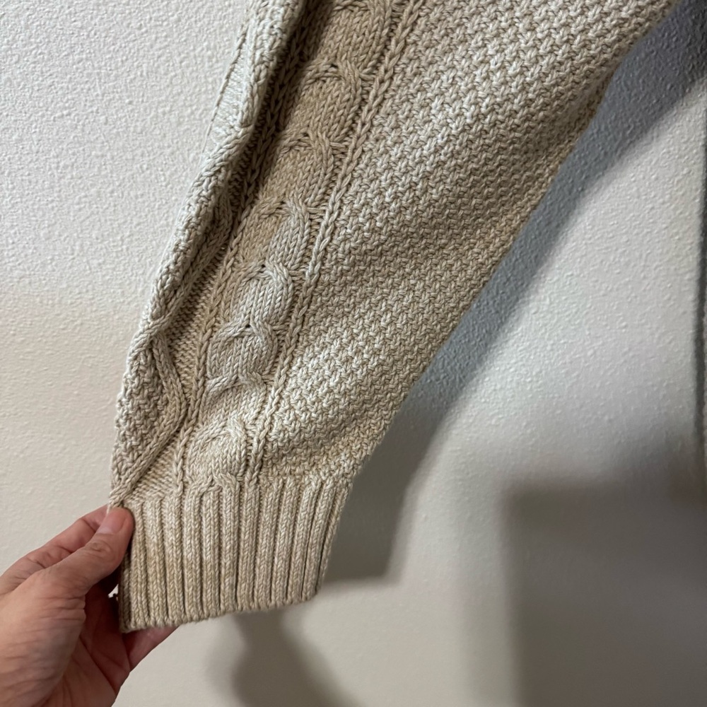 Old Navy Cozy Cable-Knit Cotton Sweater Wish Bone Beige Cabincore NWT-XXL - Picture 6 of 9